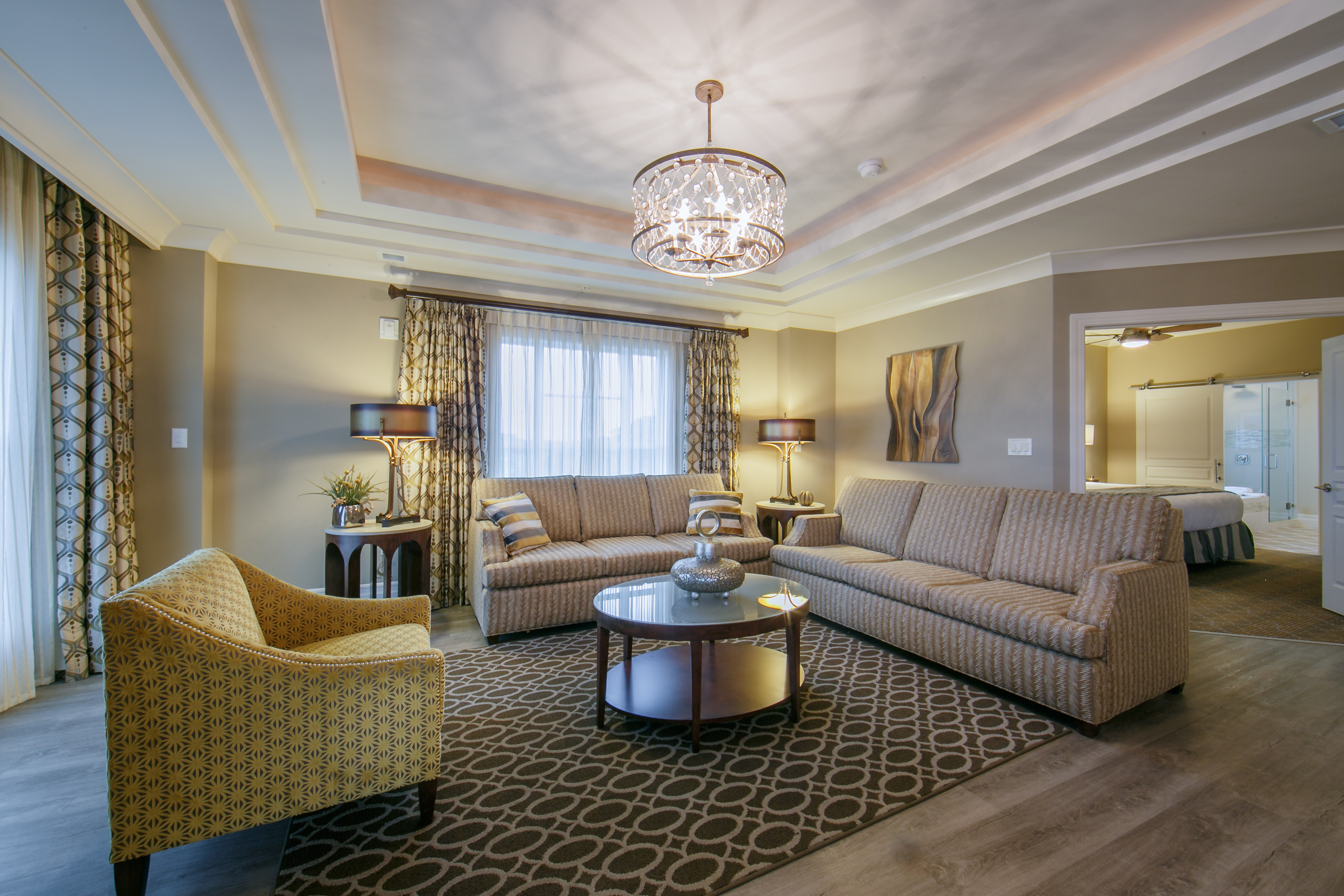 Living room in a three-bedroom Signature Collection villa at South Beach Resort