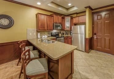 Kitchen in a three-bedroom ambassador villa at Galveston Seaside Resort