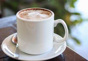 A mug filled with hot chocolate.