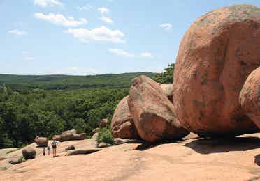 Aerial view of the landscape at Elephant Rocks State park