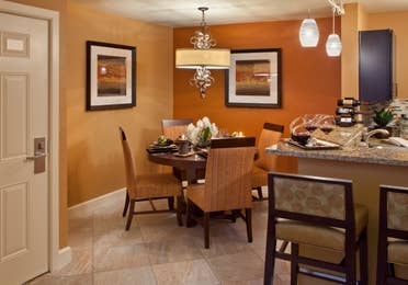 Dining area in a one-bedroom villa at Desert Club Resort in Las Vegas