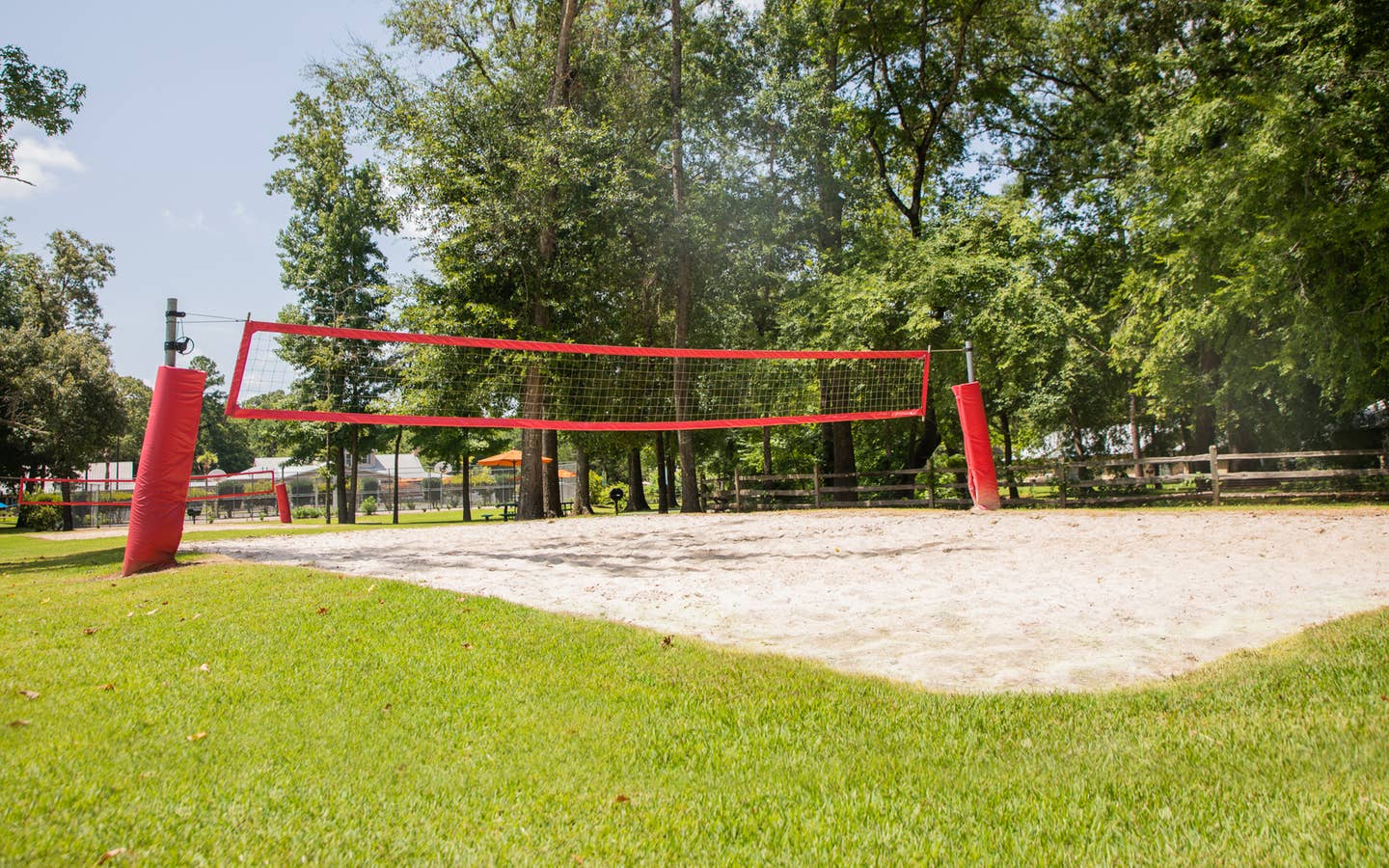Sand volleyball court at Villages Resort in Flint, Texas.