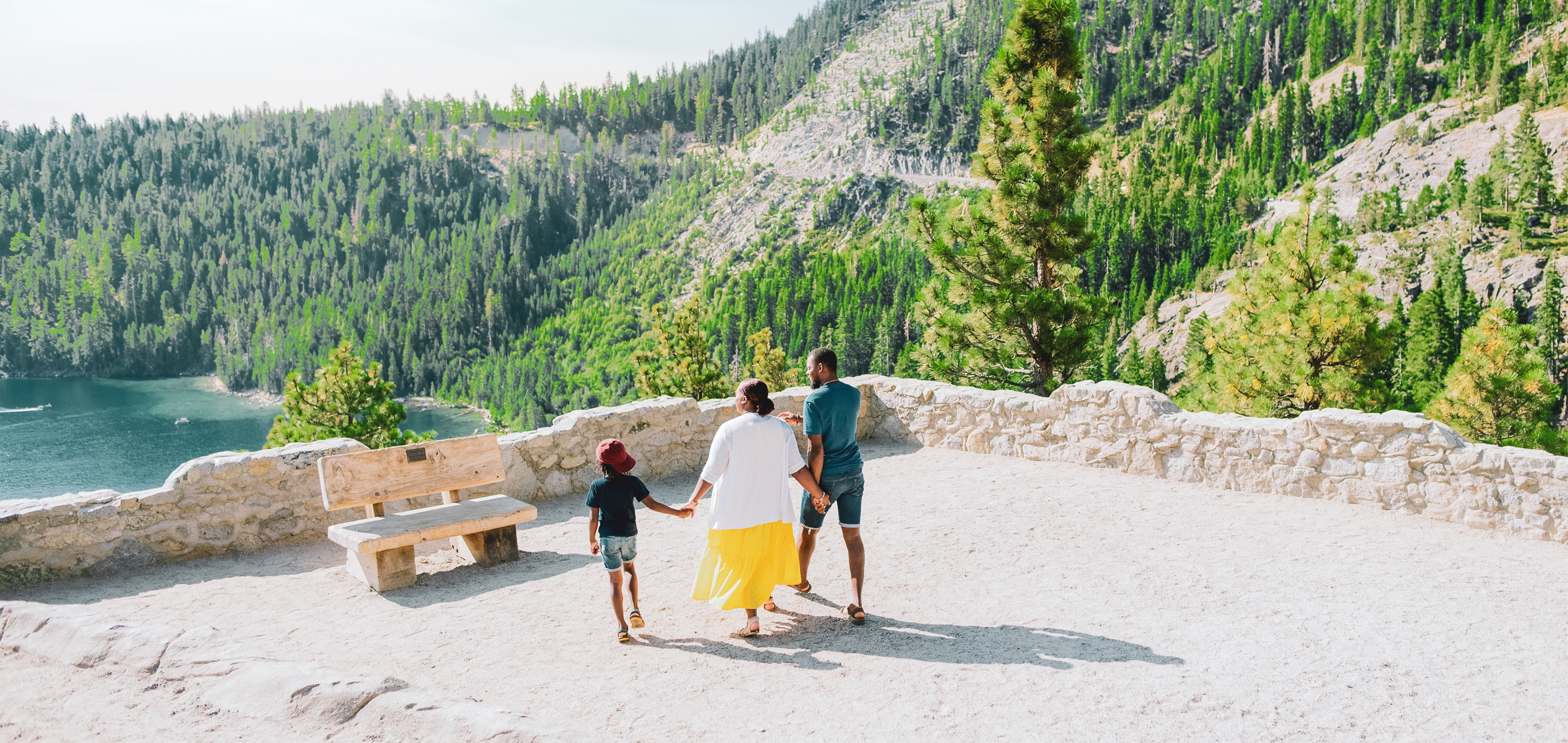 A family overlooking Lake Tahoe