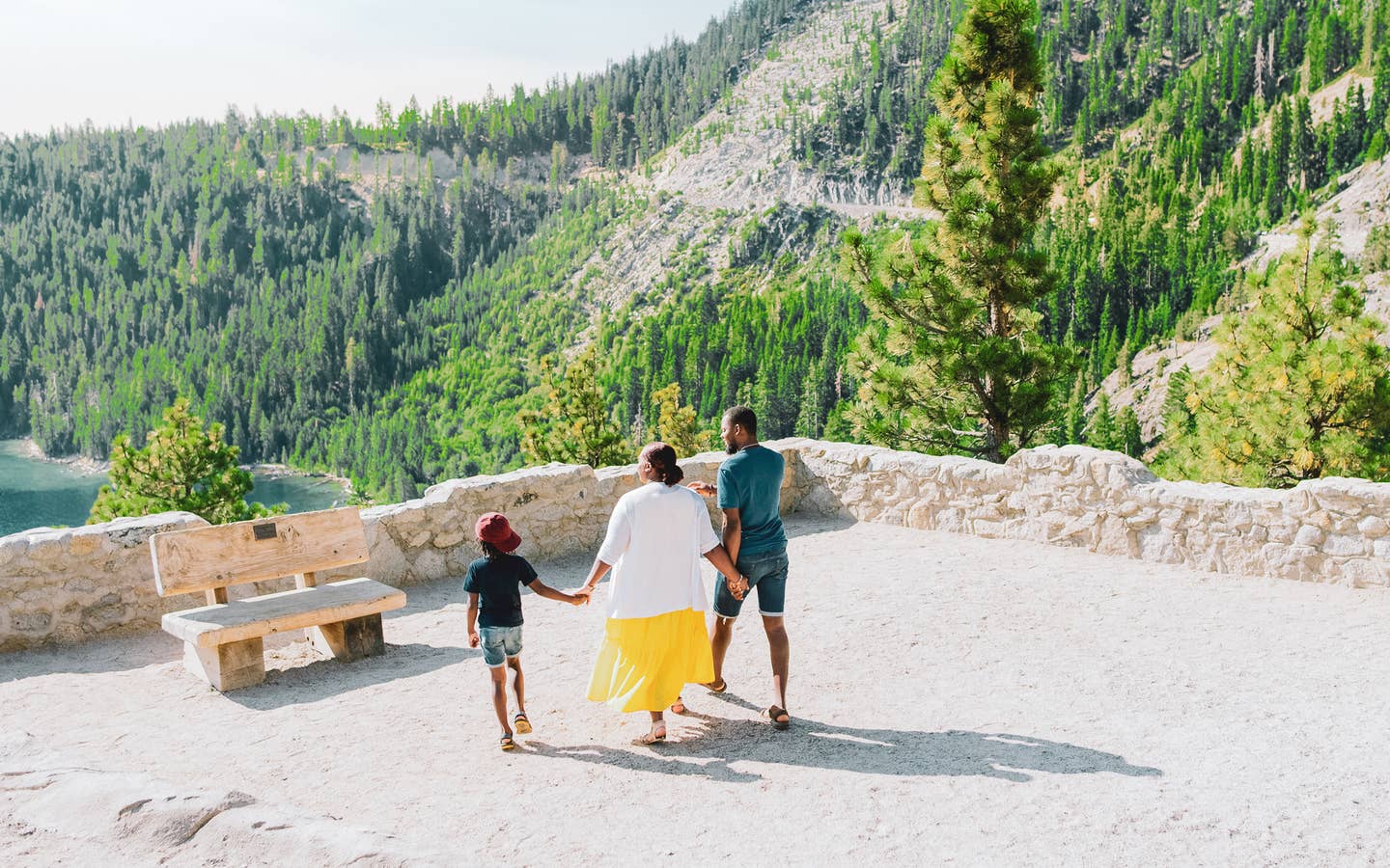 A family overlooking Lake Tahoe