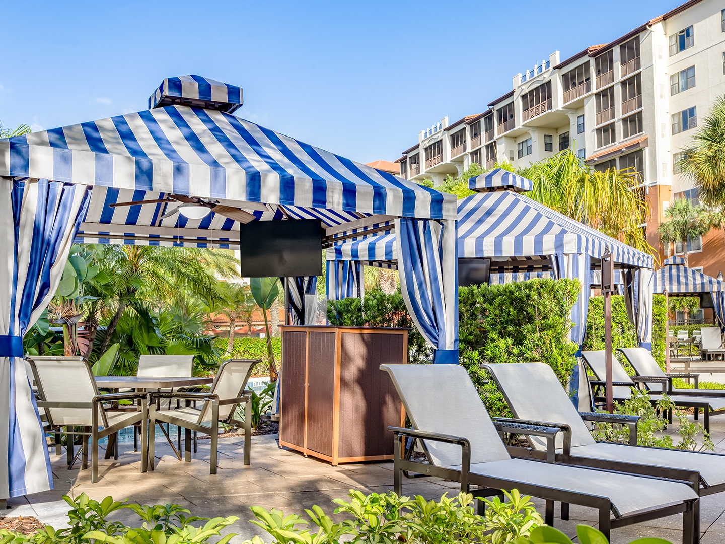 Cabana by the pool in River Island at Orange Lake Resort near Orlando, Florida.