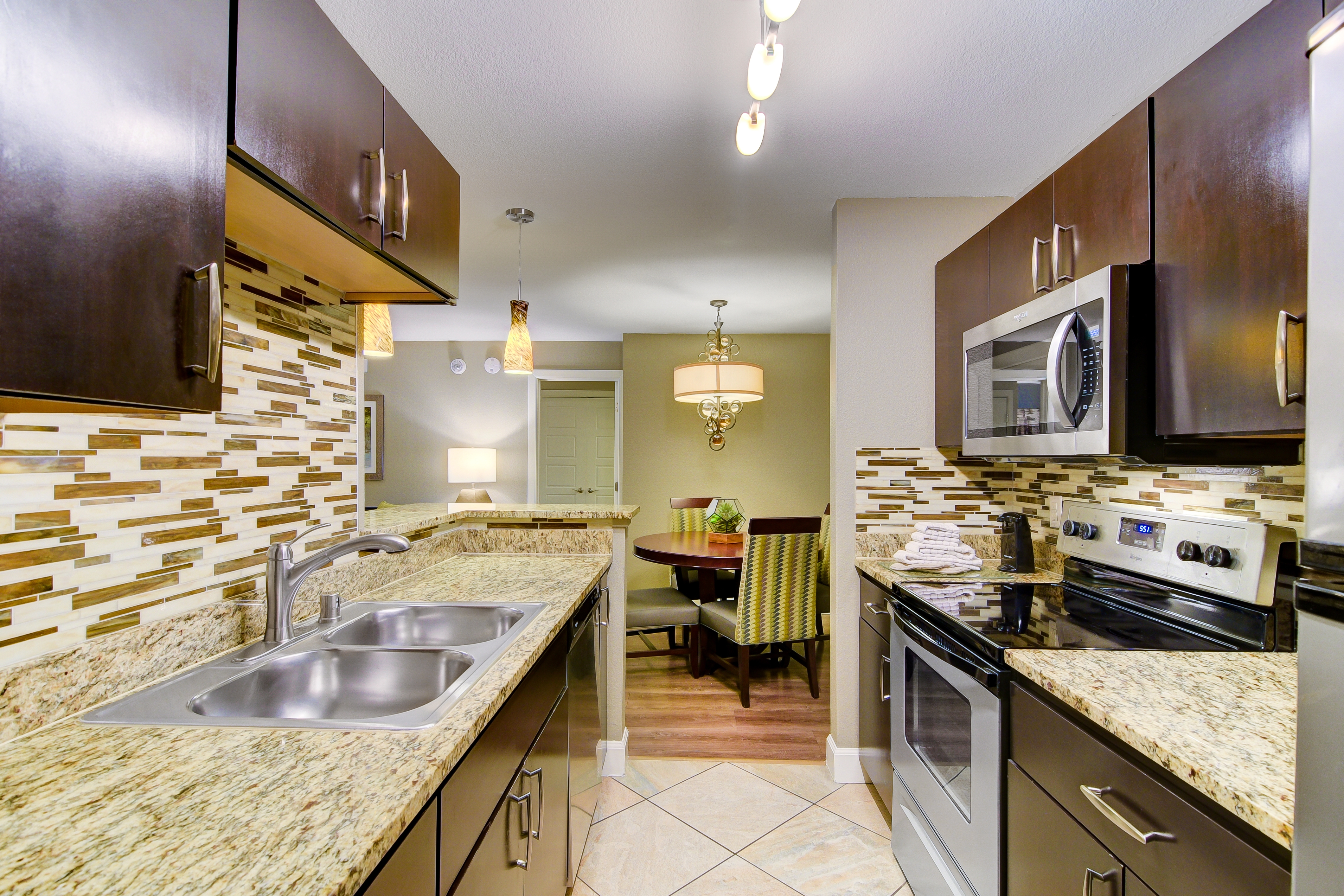 Kitchen in a two-bedroom villa at Desert Club Resort in Las Vegas