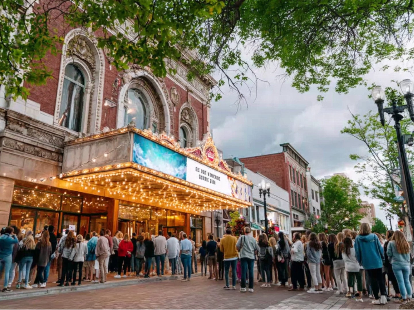 Guests lined up outside a historic theater venue in Branson, Missouri
