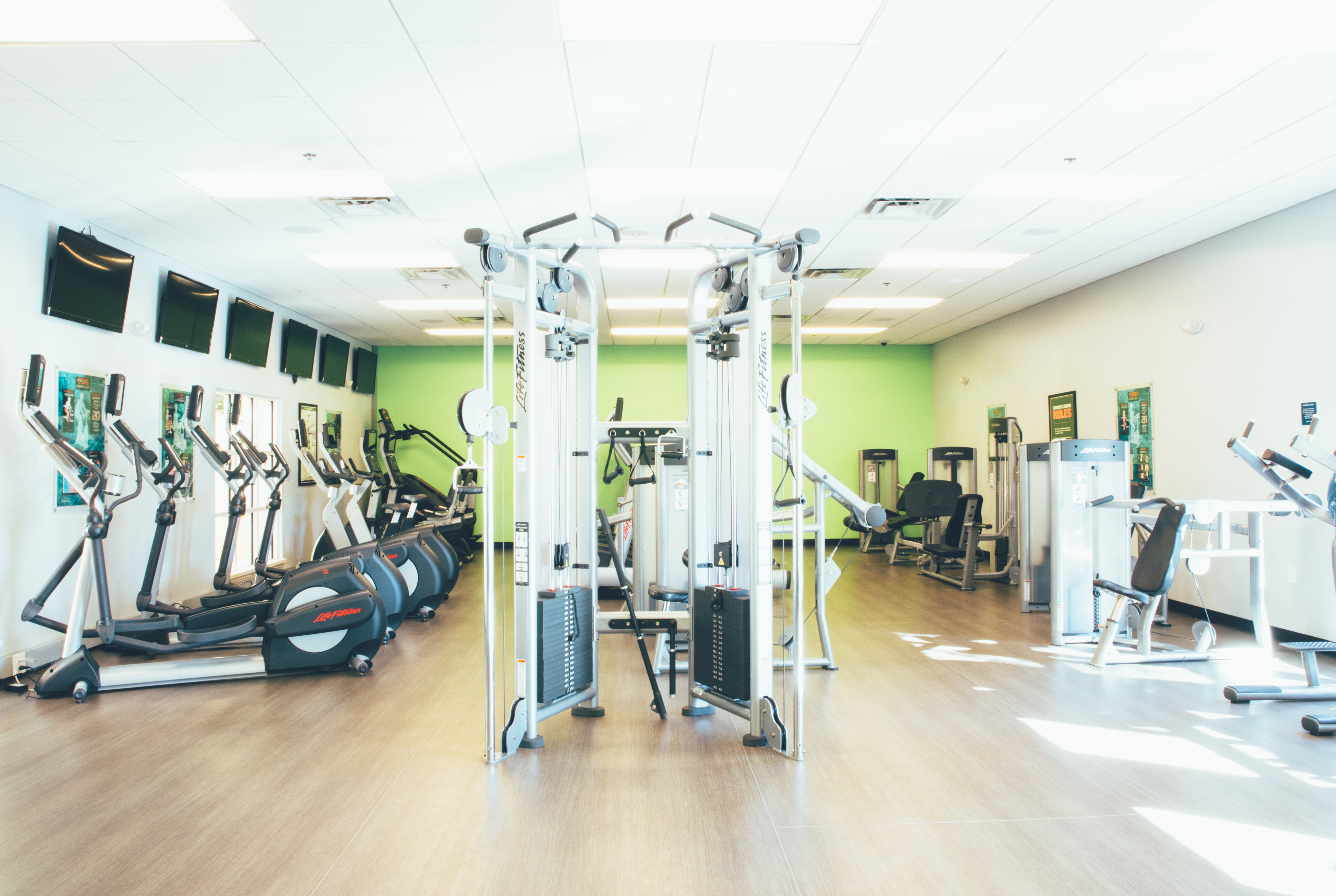 Fitness center with weights and elliptical machines in River Island at Orange Lake Resort near Orlando, Florida.