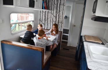 Jessica's kids playing in the RV.