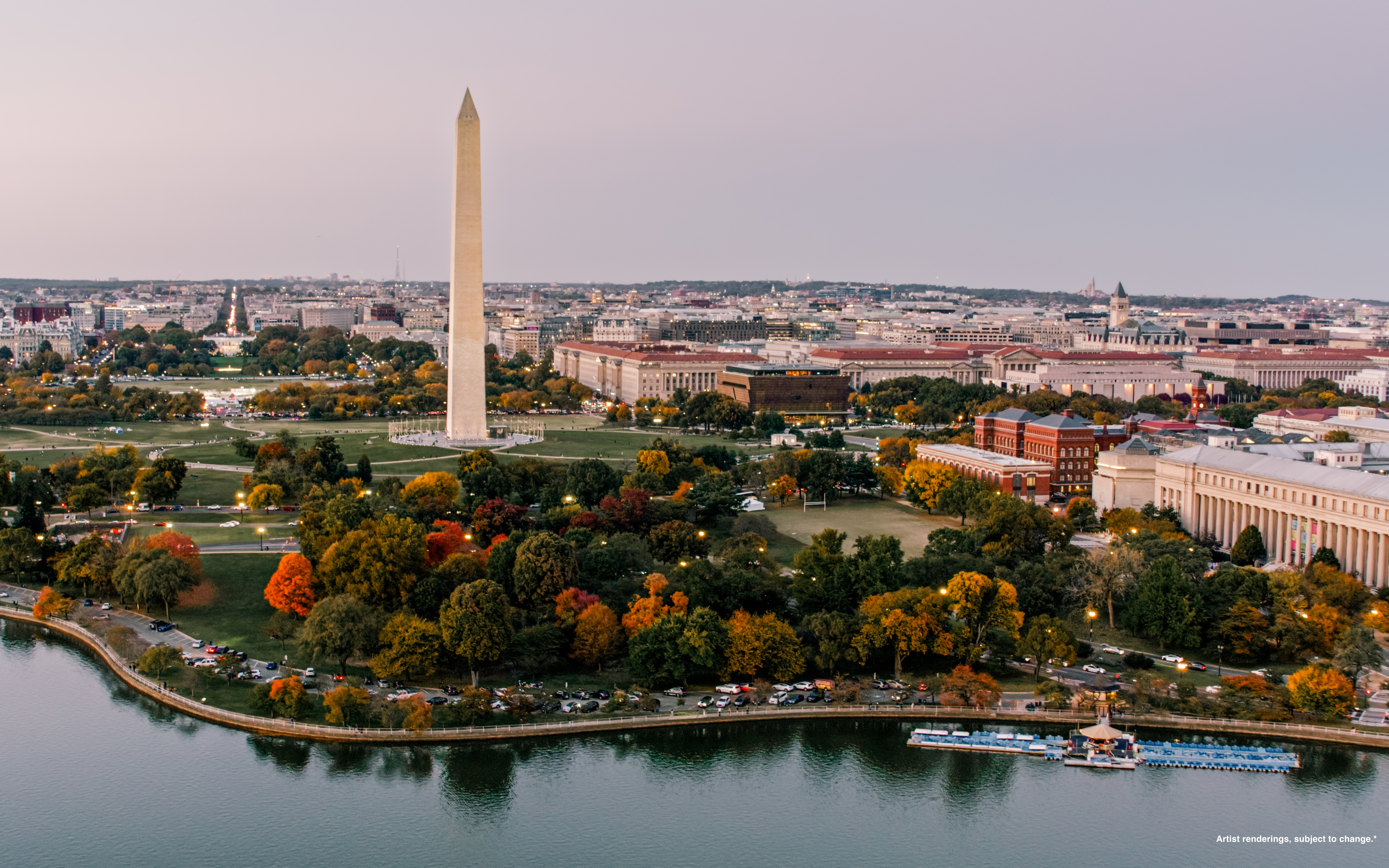 Artist rendering of a rooftop lounge with outdoor seating and Washington, D.C. views at Holiday Inn Club Vacations at Banneker. 