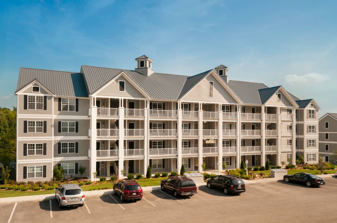 Exterior view of villas at the Holiday Hills Resort in Branson Missouri.