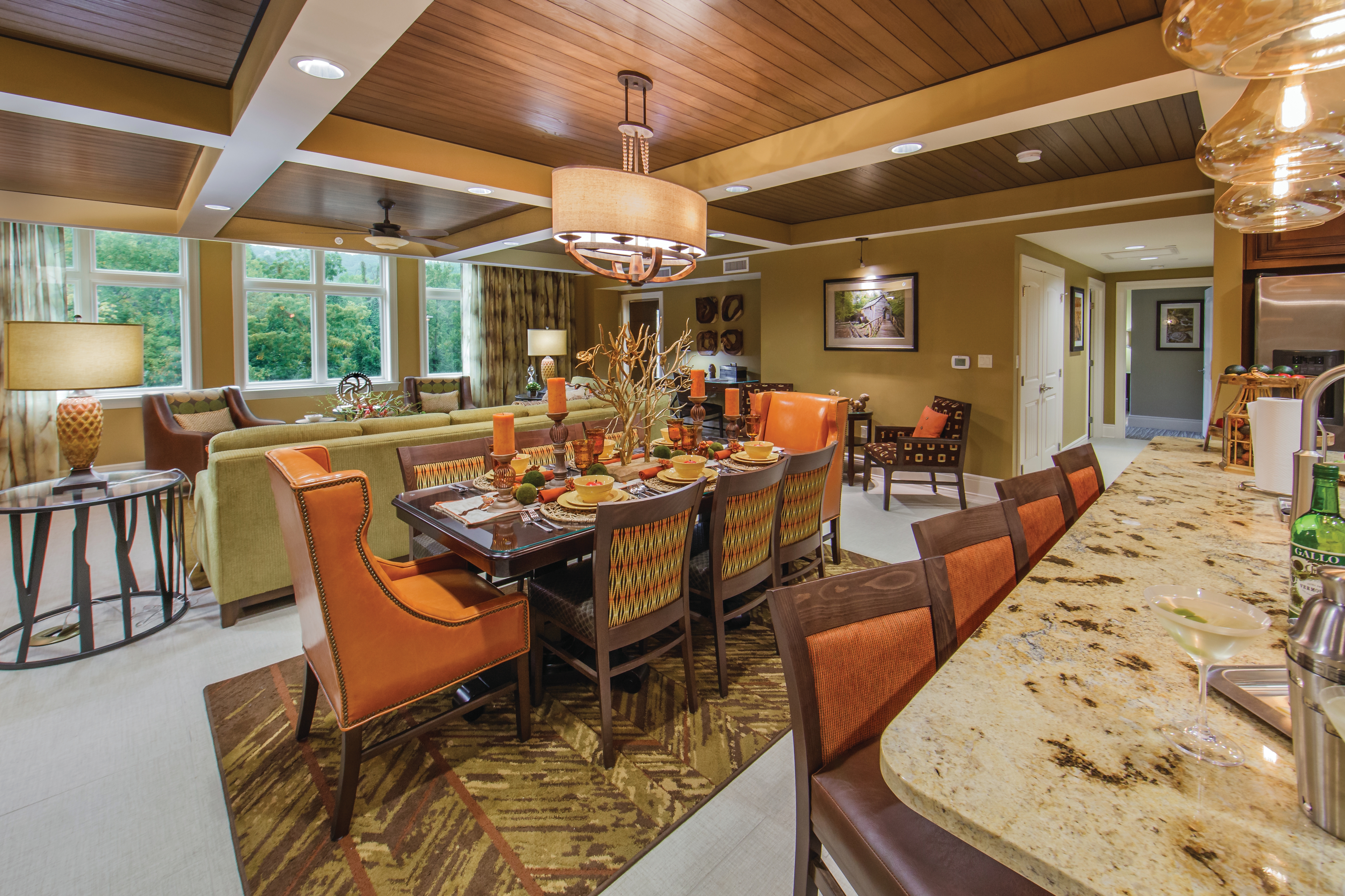 Dining area in a Signature Collection villa at Smoky Mountain Resort in Gatlinburg, Tennessee.