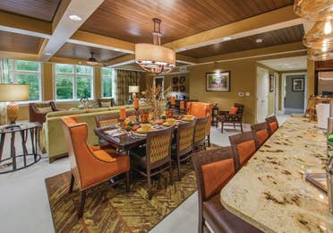Dining area in a Signature Collection villa at Smoky Mountain Resort in Gatlinburg, Tennessee.