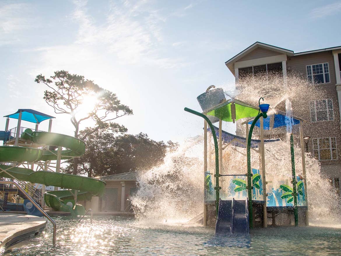 Water slide and splash pad at South Beach Resort, Myrtle Beach, SC
