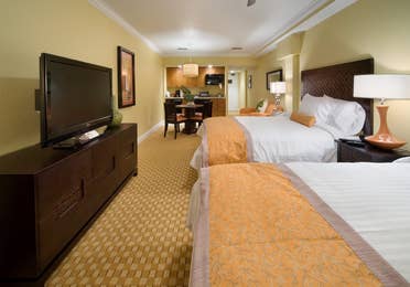 Two queen beds in a studio room in West Village at Orange Lake Resort near Orlando, FL