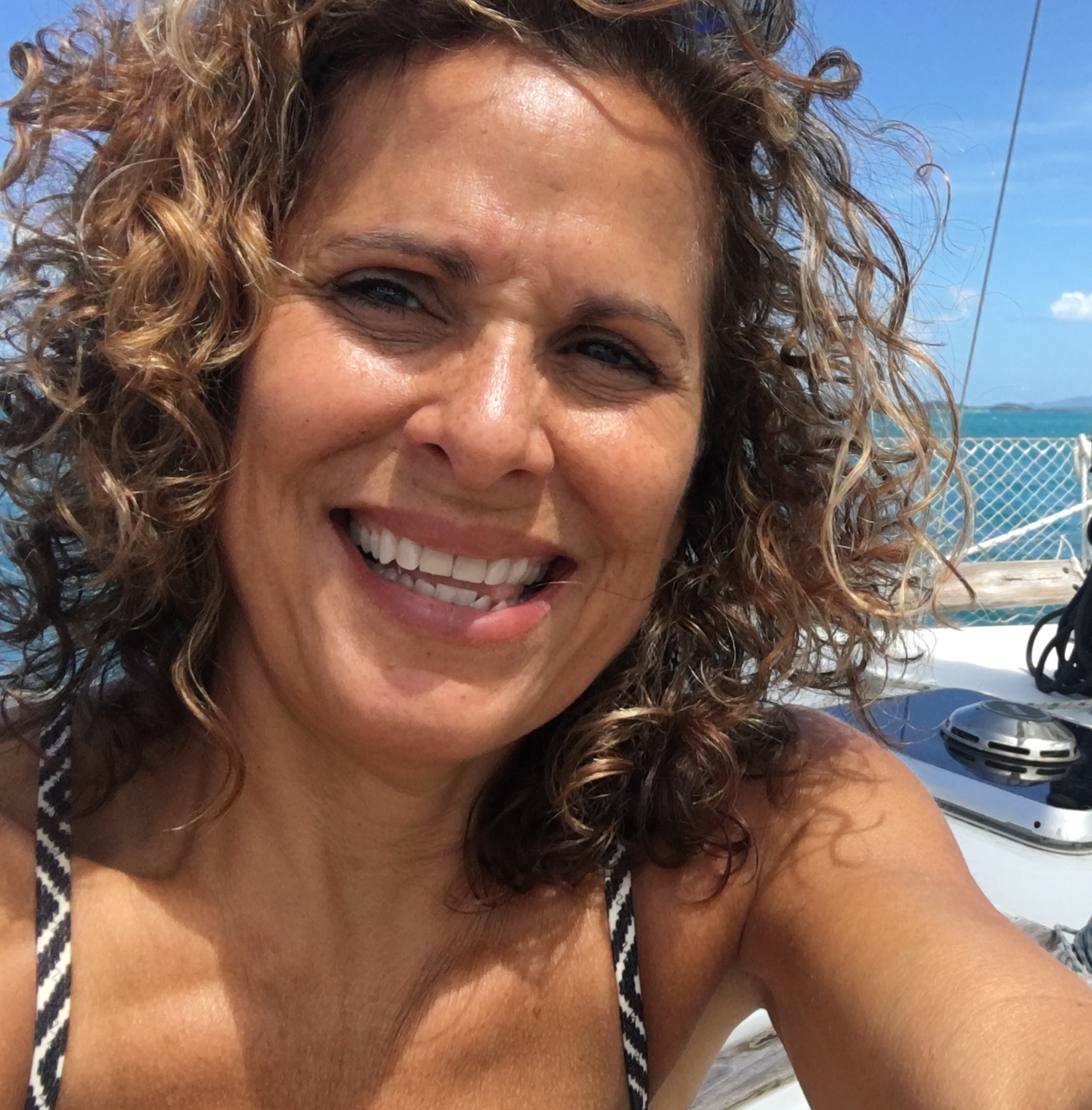 Up-close photo of Denise on a boat.