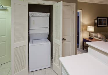 In-unit washer and dryer in a two-bedroom villa at Galveston Beach Resort