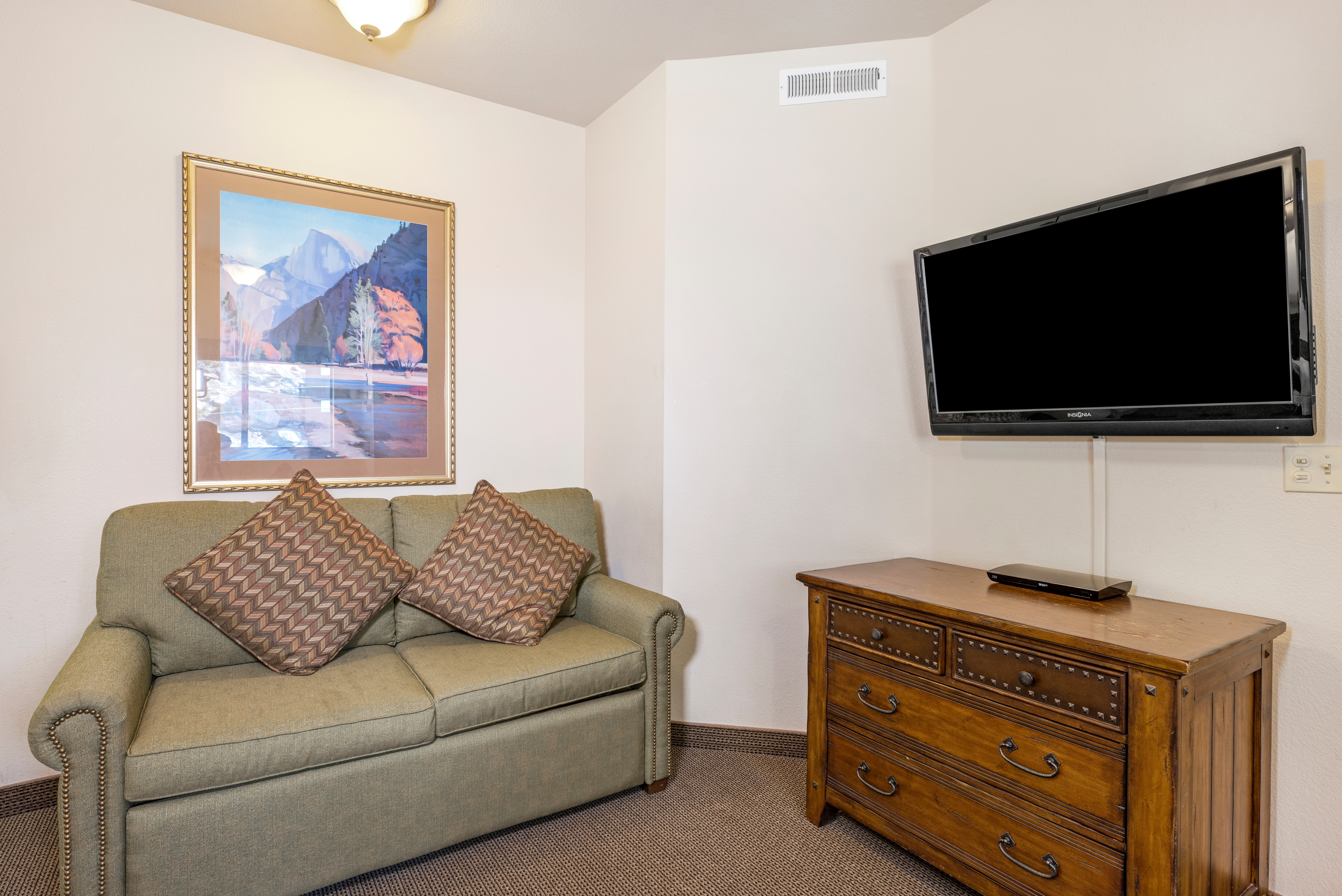Living area in a Ridge Pointe villa at Tahoe Ridge Resort