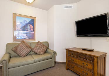 Living area in a Ridge Pointe villa at Tahoe Ridge Resort