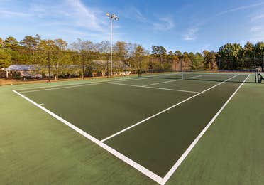 Tennis court at Apple Mountain Resort in Clarkesville, GA