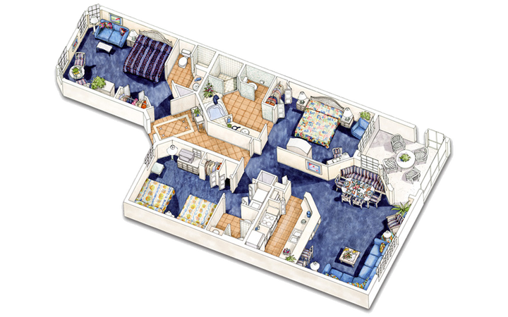 West Village three-bedroom villa floor plan