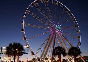 Night view of the SkyWheel Panama City Beach near Panama City Beach Resort, FL