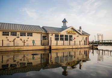 Exterior shot of Marina Grille on water at Villages Resort in Flint, Texas