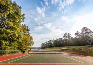 Tennis court at Holly Lake Resort in Texas.