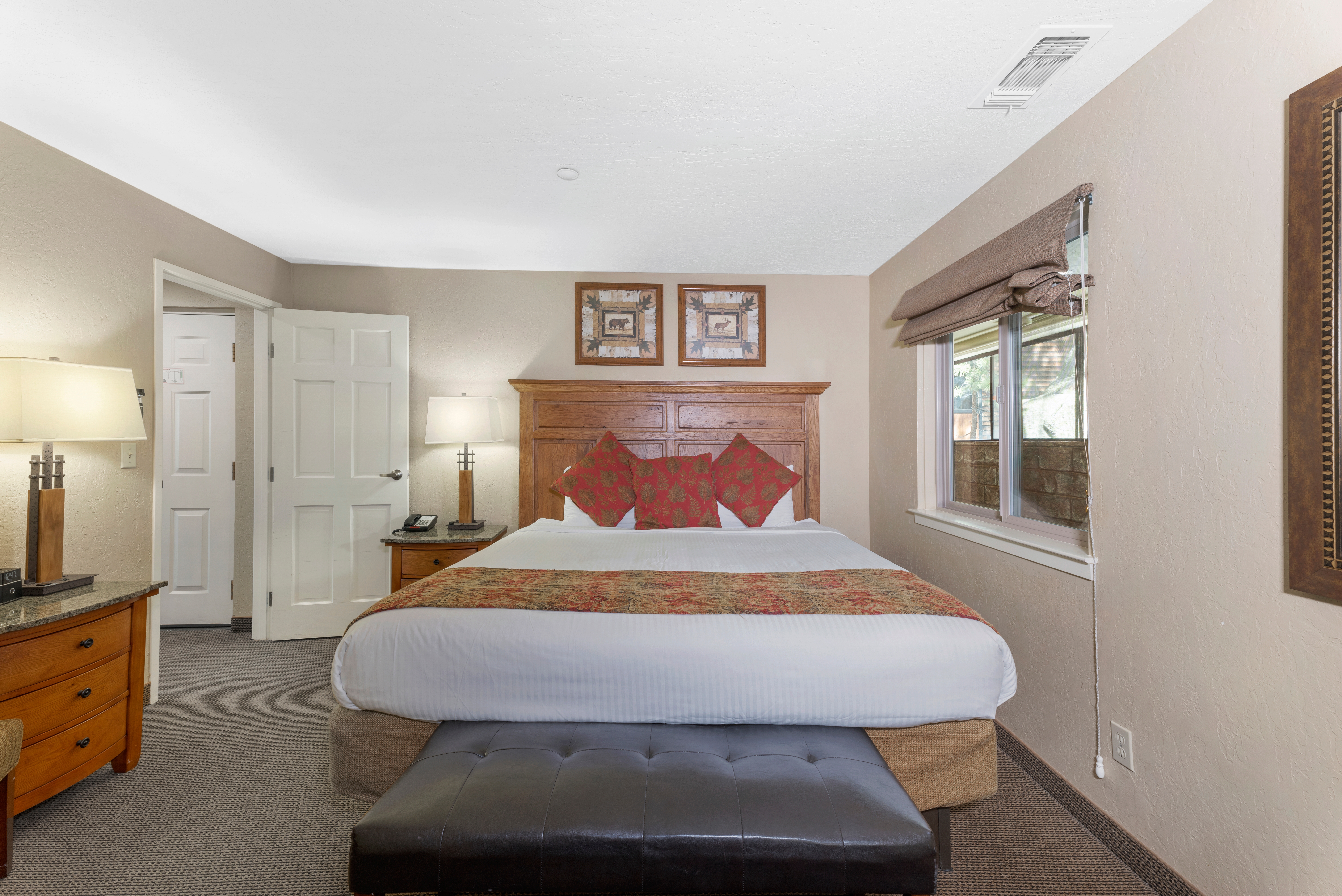 Bedroom in a Ridge View one-bedroom villa at Tahoe Ridge Resort