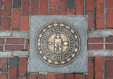 Street sign of Freedom Trial near Oak n' Spruce Resort in South Lee, MA