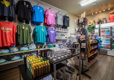 Marketplace with souvenirs, t-shirts, mugs, sunblock, snacks and drinks at Villages Resort in Flint, Texas