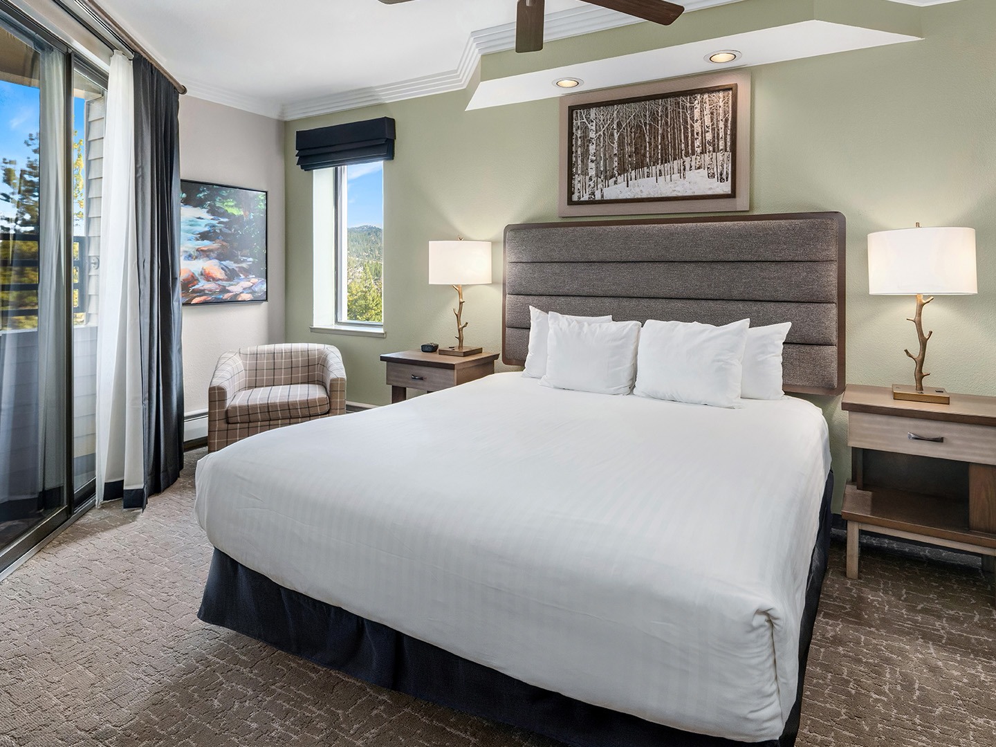 King-size bed in a Ridge Tahoe villa at Tahoe Ridge Resort