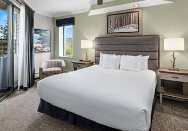 King-size bed in a Ridge Tahoe villa at Tahoe Ridge Resort