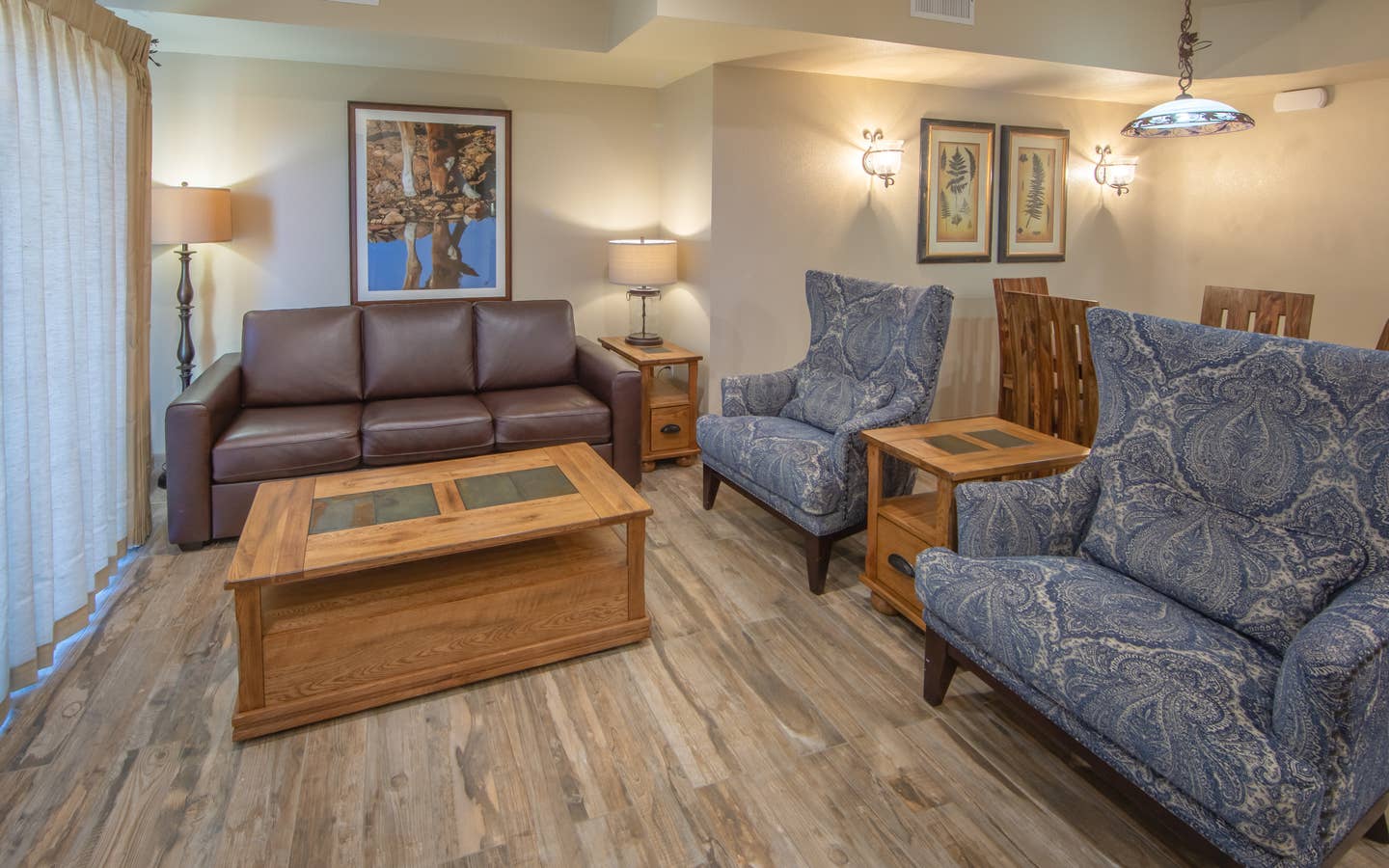 Living area in an upgraded one-bedroom villa at David Walley's Resort in Genoa, Nevada
