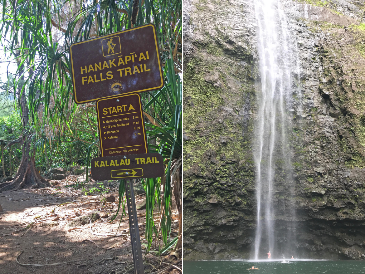 Ne Pali waterfall and trail