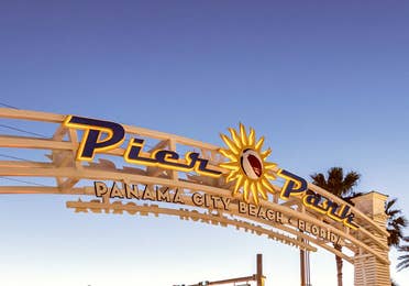 Sign of the Pier Park near Panama City Beach Resort, FL
