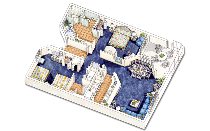 West Village two-bedroom villa floor plan