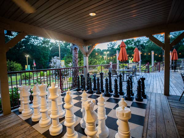 Giant chess board at Activity Center at Villages Resort in Flint, Texas