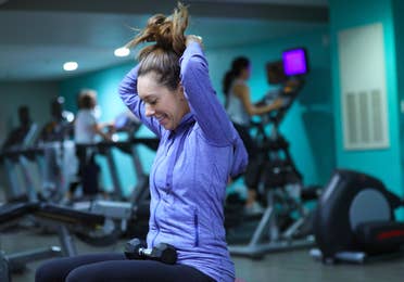 Guest working out at fitness center at Orange Lake Resort near Orlando, Florida