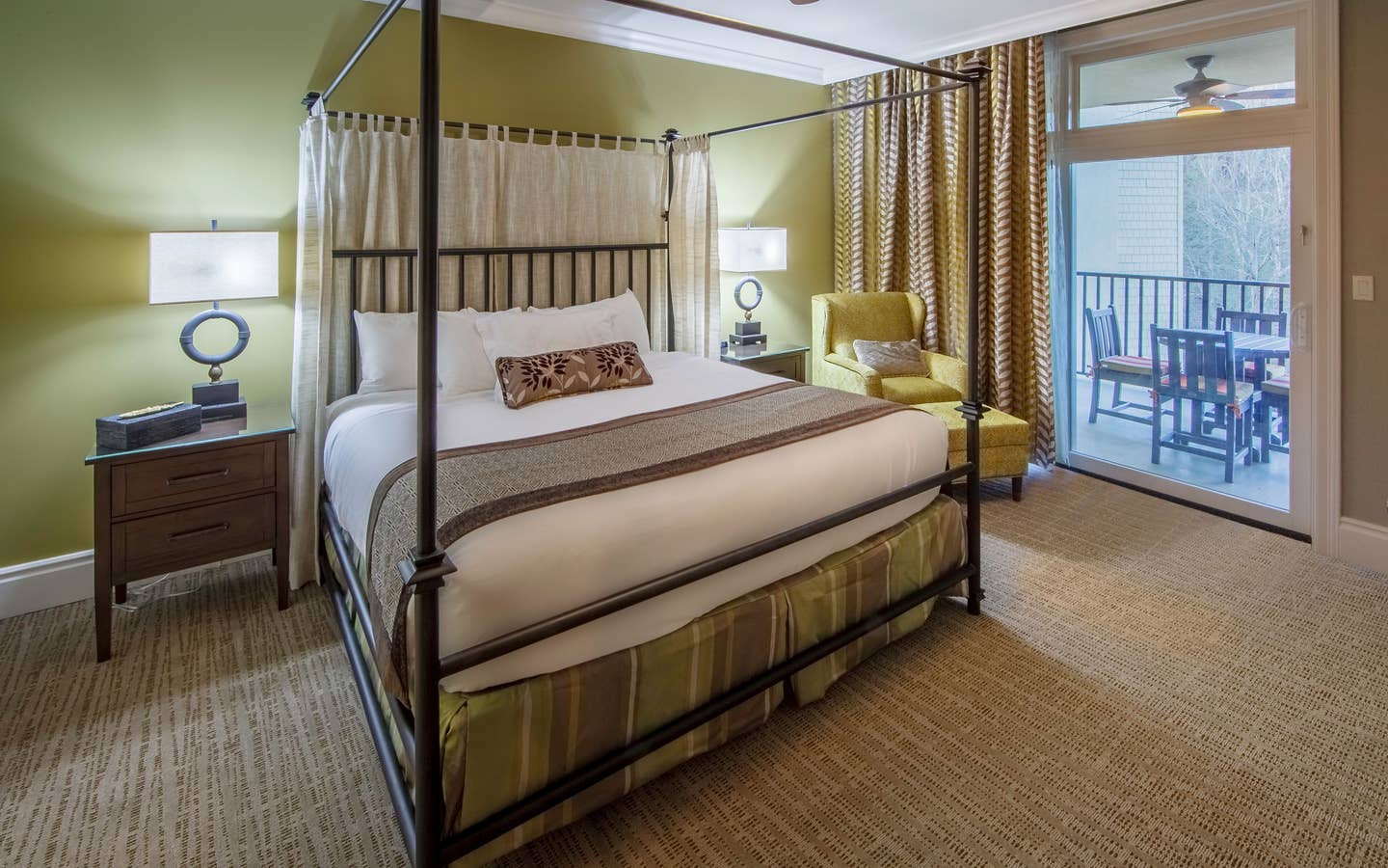 Bedroom with a balcony at Smoky Mountain Resort in Gatlinburg, Tennessee.