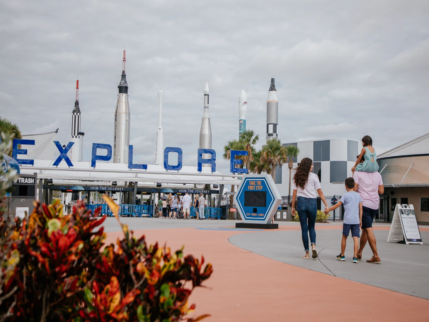 Rockets on display in the Rocket Garden at Kennedy Space Center.