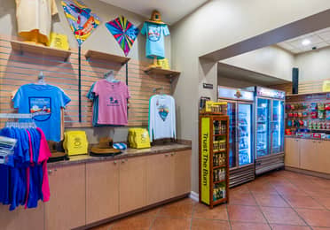 Marketplace with souvenirs at Cape Canaveral Beach Resort in Florida.