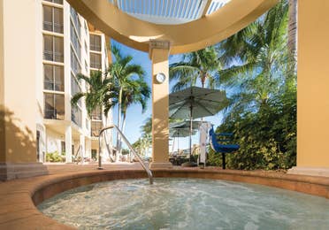 Outdoor covered hot tub at Sunset Cove Resort in Marco Island, Florida.