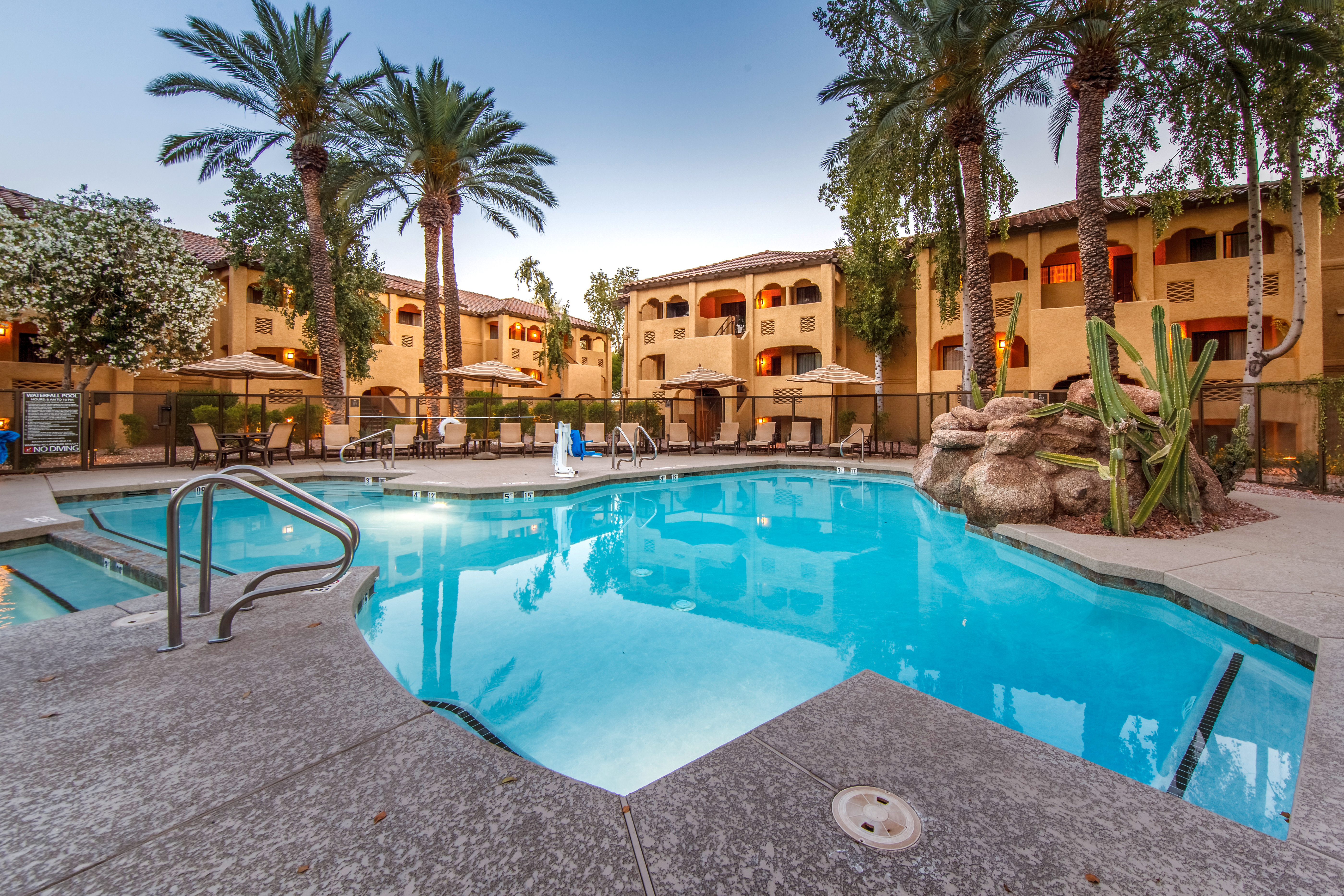 The pool and resort buildings at Scottsdale Resort in Arizona.