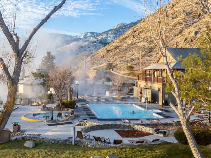 Hot springs and pool at David Walley's Resort in Genoa, Nevada.