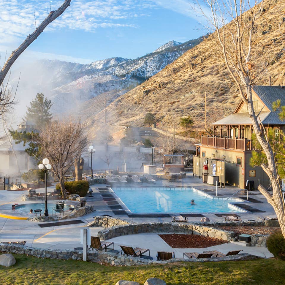 Hot springs and pool at David Walley's Resort in Genoa, Nevada.