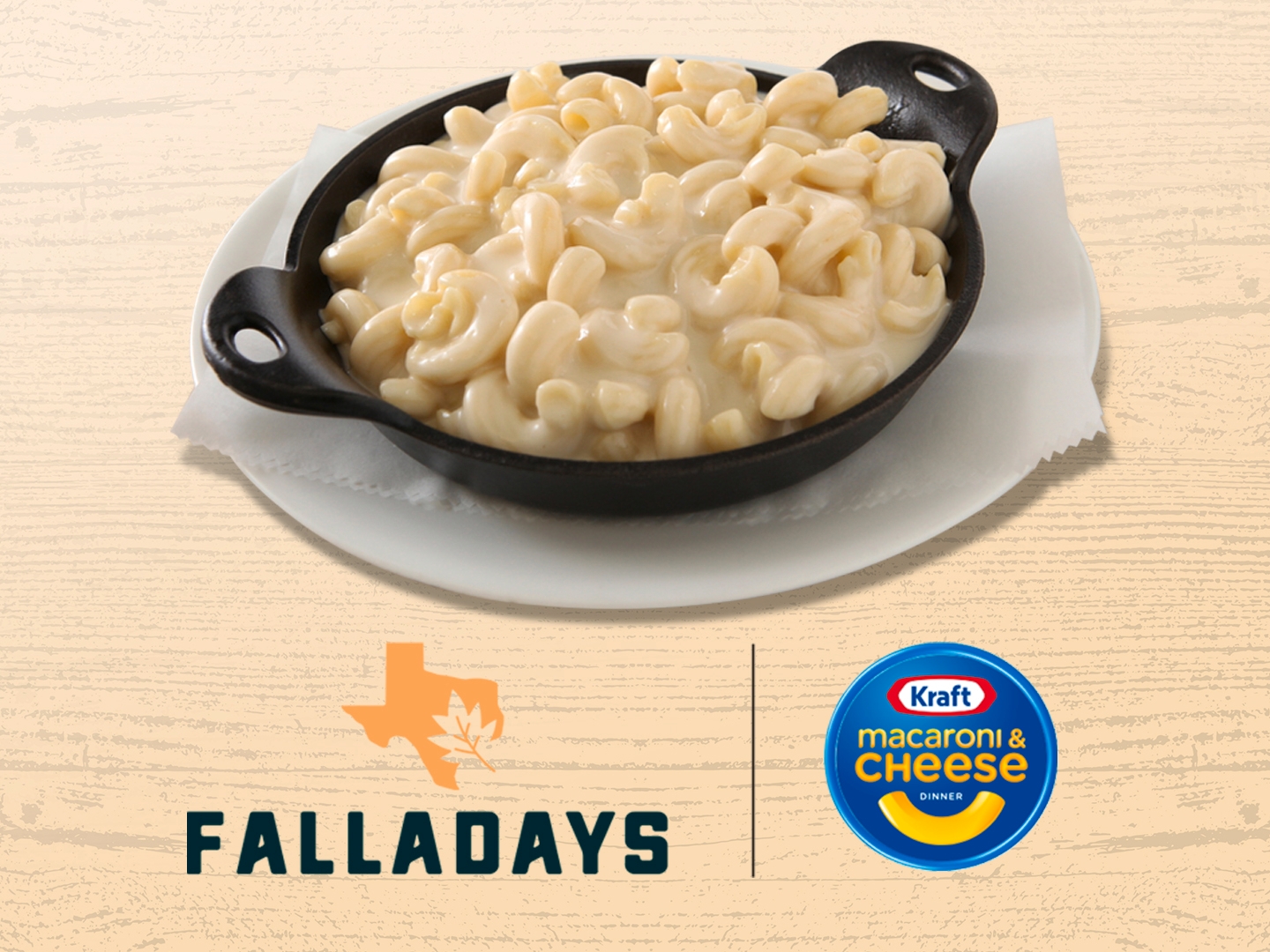Kraft Mac & Cheese with Falladays logo.