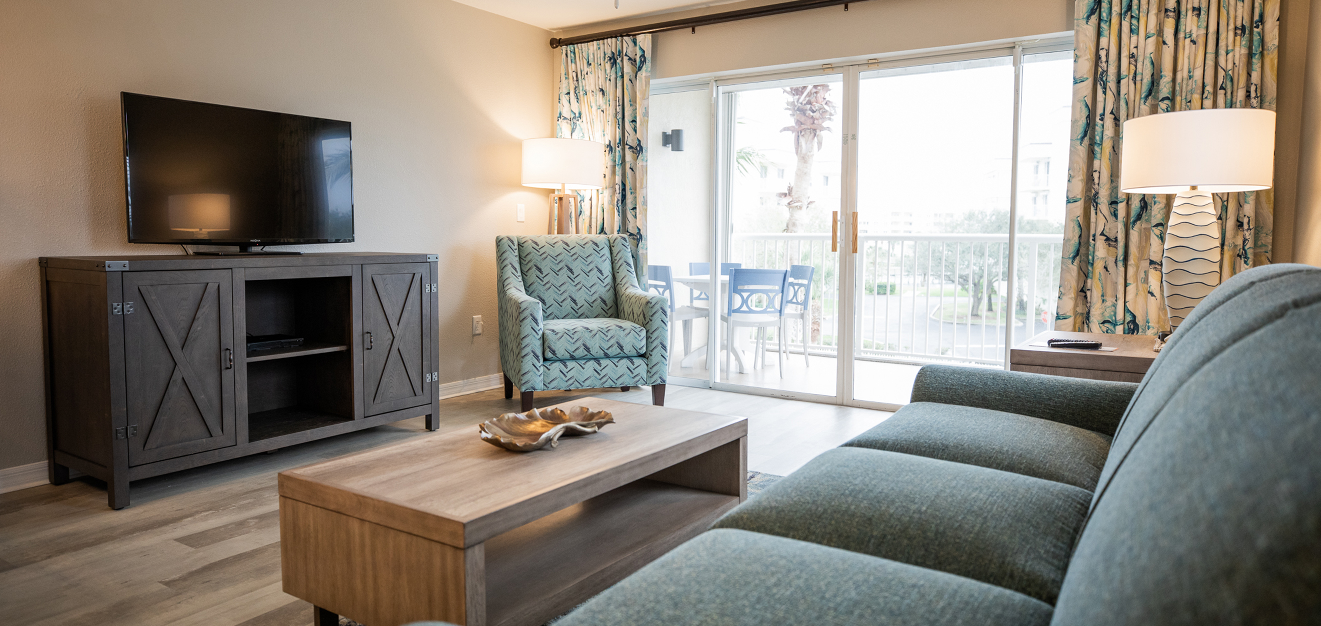 Living room at Cape Canaveral Beach Resort in Florida.