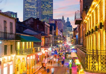 Bourbon Street at night near New Orleans Resort.