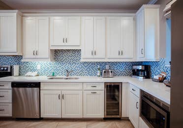 Kitchen in a two-bedroom Signature Collection villa at Galveston Seaside Resort.